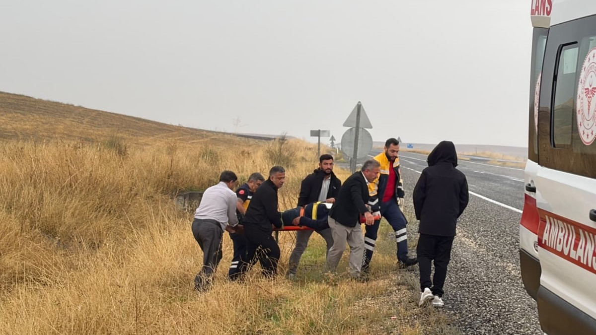Diyarbakır'da lastiği patlayan pikap şarampole yuvarlandı